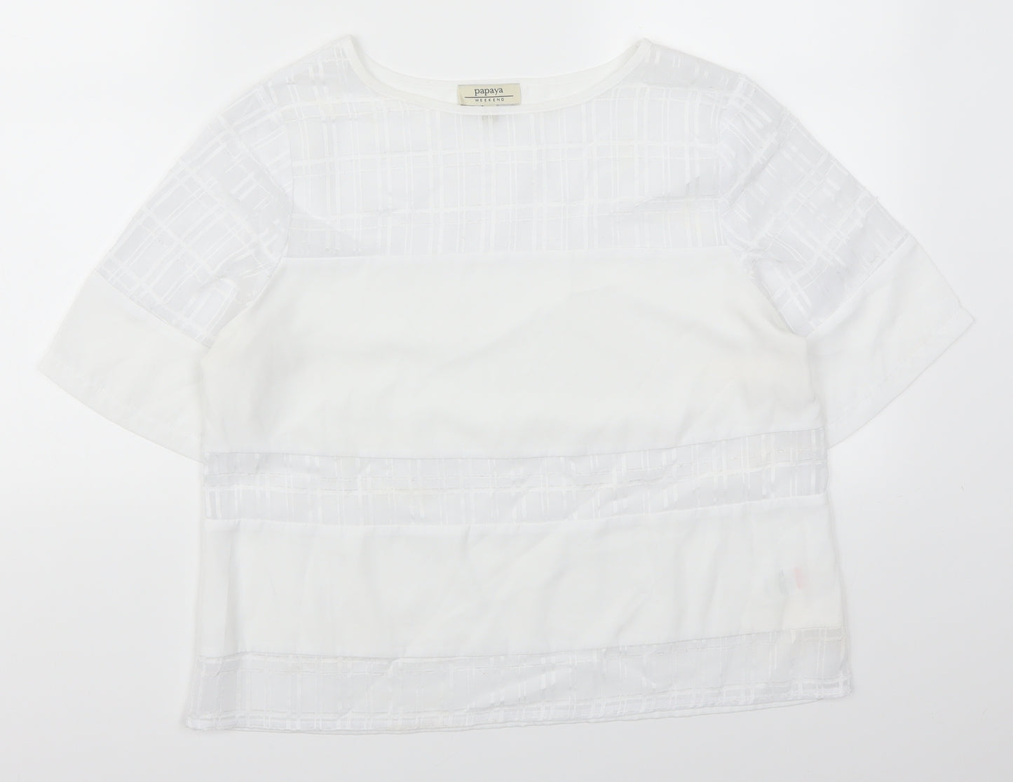 Papaya Womens White Geometric  Basic T-Shirt Size 12