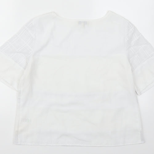 Papaya Womens White Geometric  Basic T-Shirt Size 12