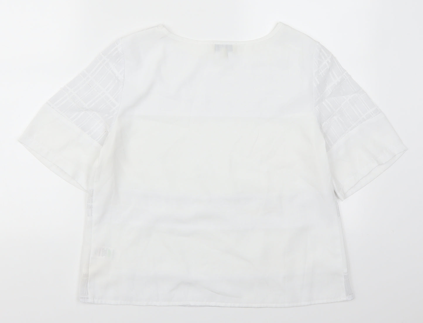 Papaya Womens White Geometric  Basic T-Shirt Size 12