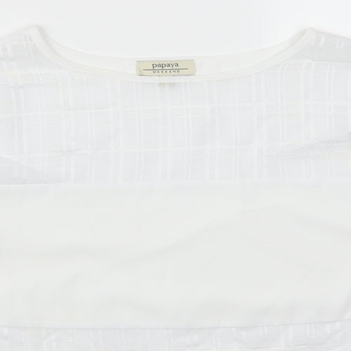 Papaya Womens White Geometric  Basic T-Shirt Size 12