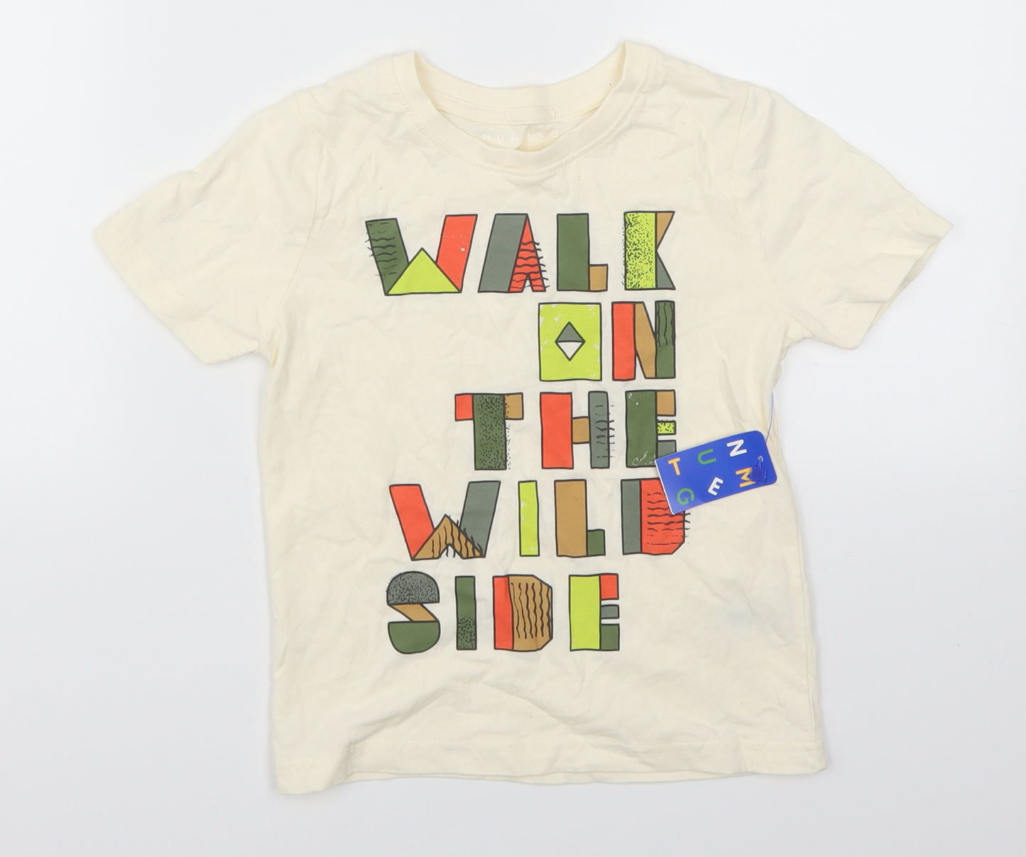 Nutmeg Boys Beige   Basic T-Shirt Size 4-5 Years  - Walk On The Wild Side