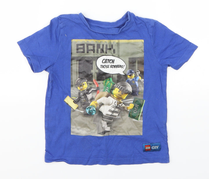 LEGO Boys Blue Basic T-Shirt Size 4-5 Years - Lego Catch Those Robbers