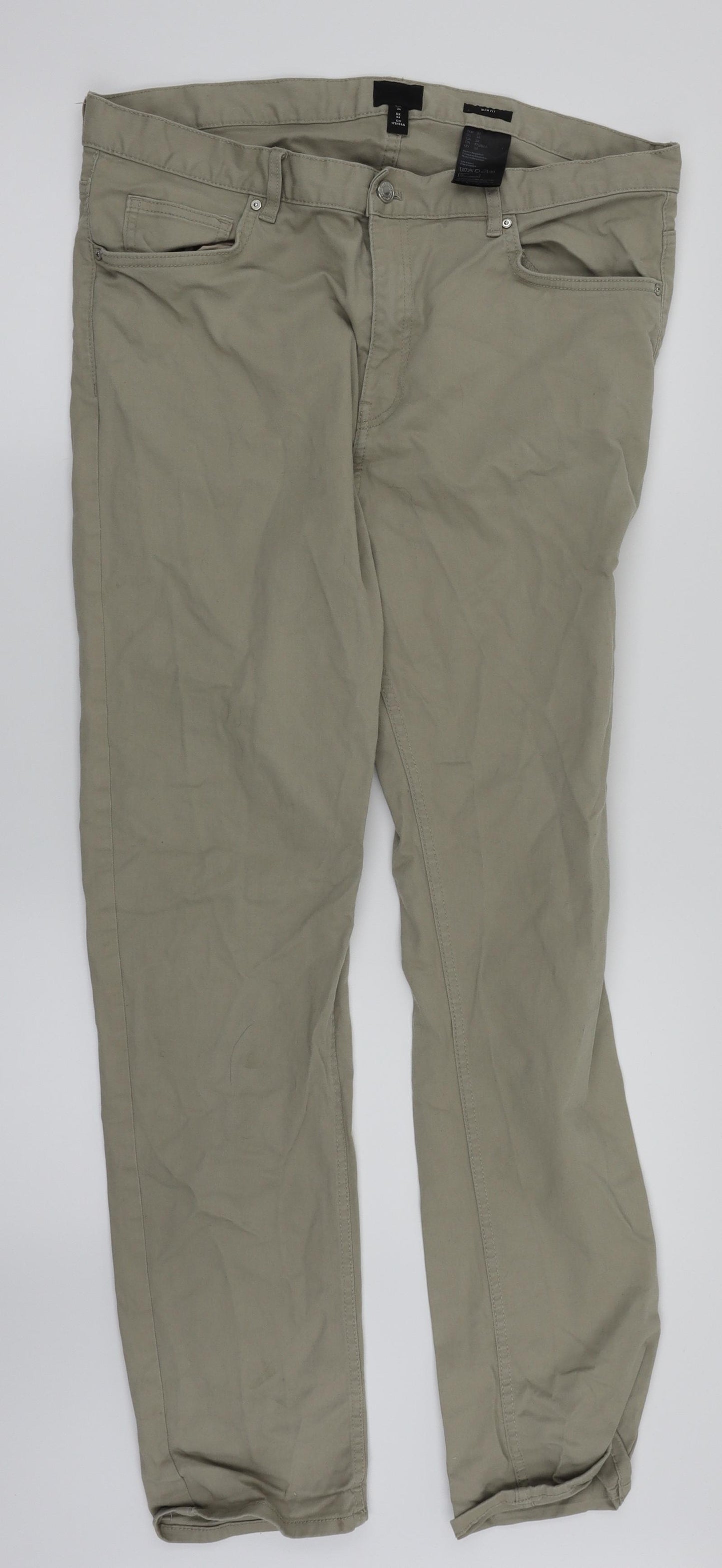 H&M Mens Beige   Chino Trousers Size 34 in L30 in
