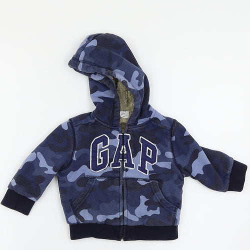 Gap Boys Blue Camouflage  Full Zip Jumper Size 6-9 Months