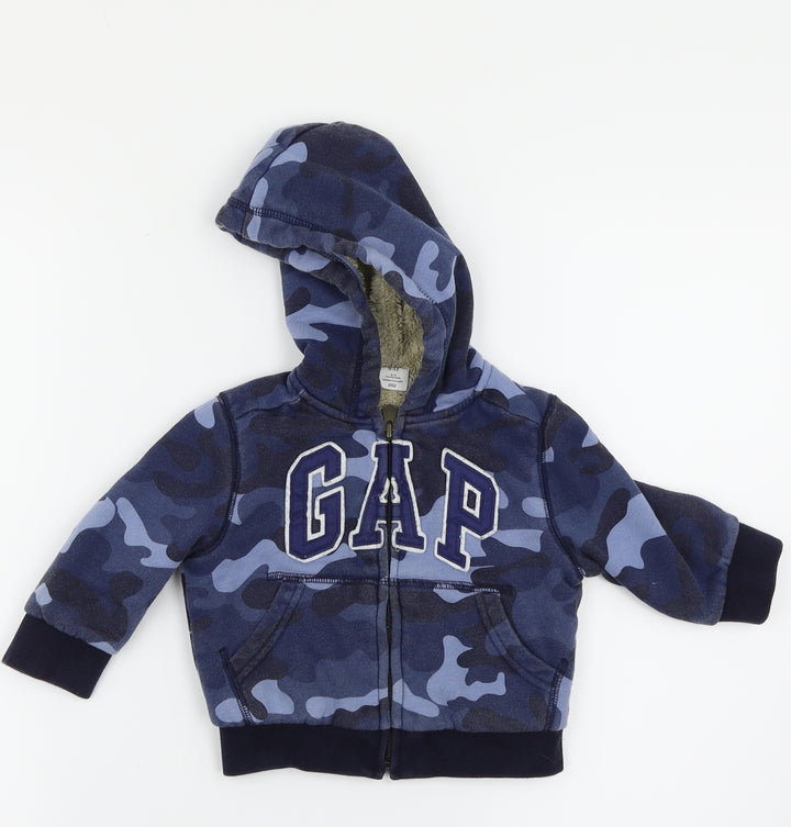 Gap Boys Blue Camouflage Full Zip Jumper Size 6-9 Months