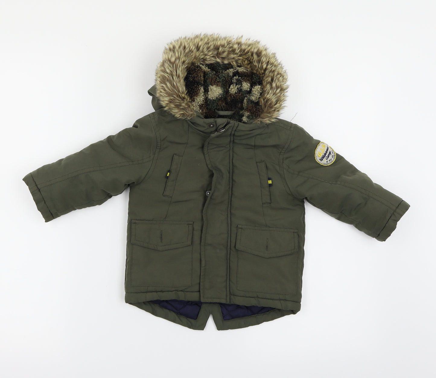Preworn Boys Green   Parka Coat Size 9-12 Months