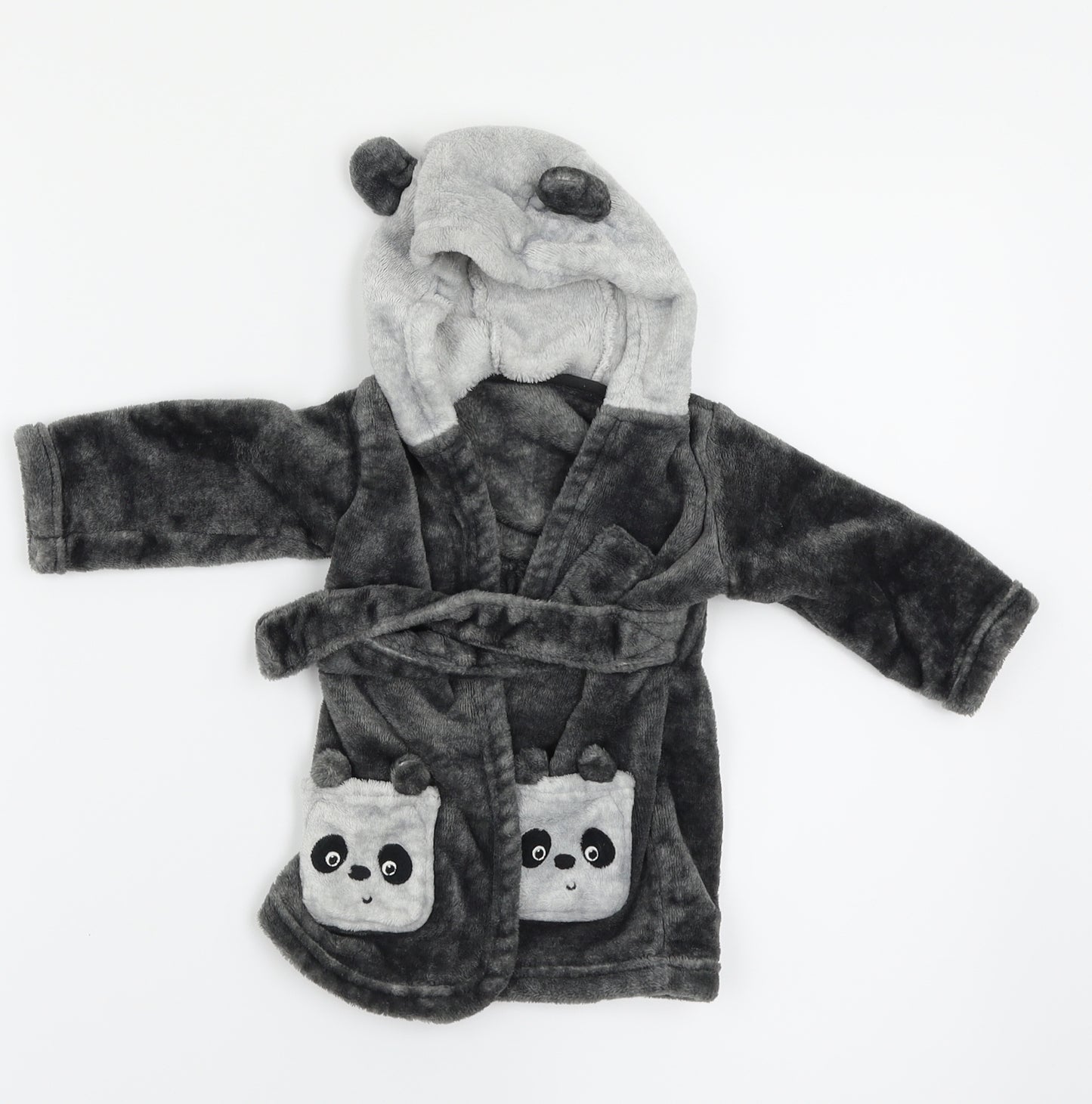George Girls Grey Solid  Kaftan Robe Size 3-6 Months  - Panda