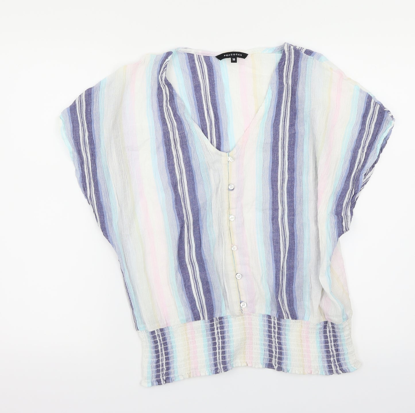 Peacocks Womens Multicoloured Striped  Basic Blouse Size 18