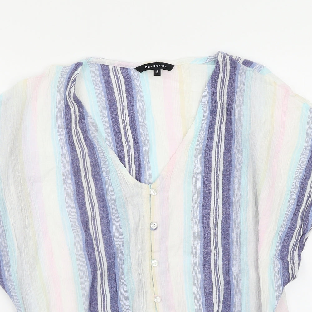 Peacocks Womens Multicoloured Striped  Basic Blouse Size 18