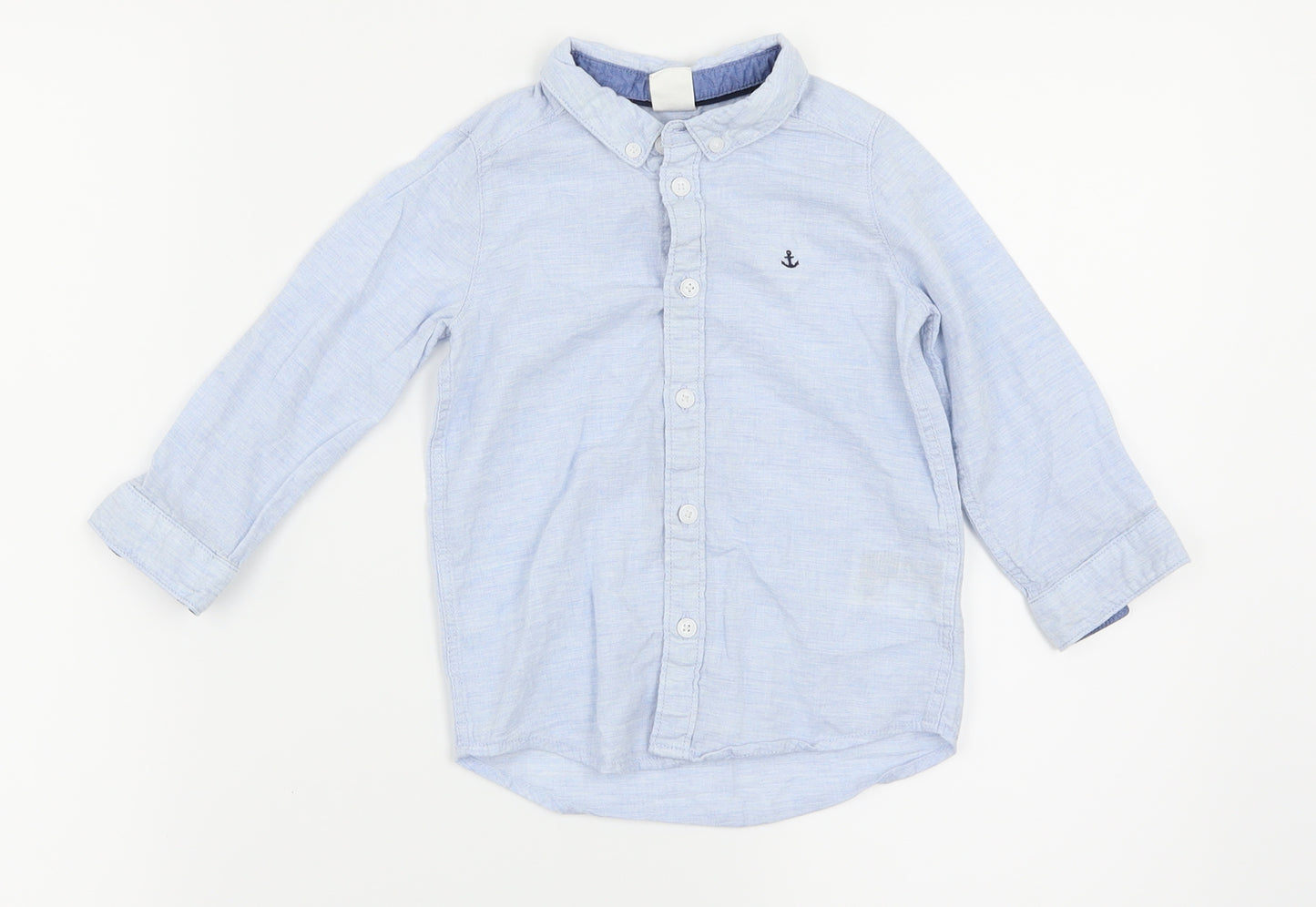 H&M Boys Blue   Basic Button-Up Size 12-18 Months