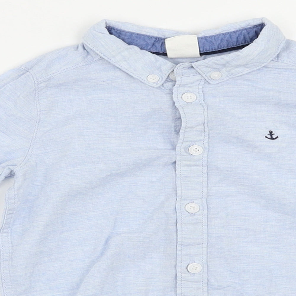 H&M Boys Blue   Basic Button-Up Size 12-18 Months