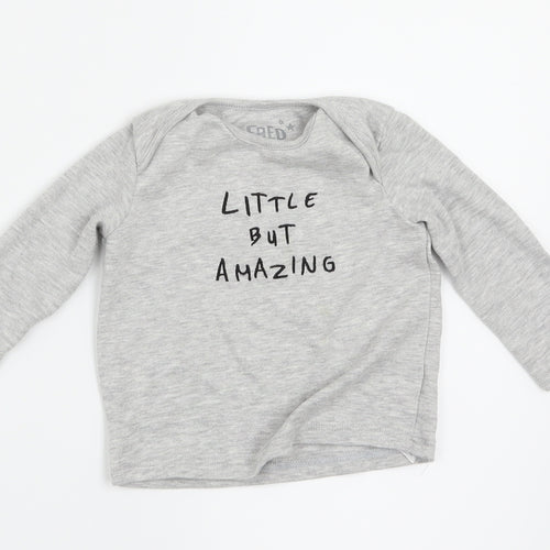 FRED & FLO Boys Grey   Basic T-Shirt Size 3-6 Months