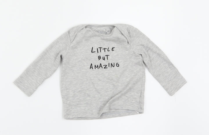 FRED & FLO Boys Grey   Basic T-Shirt Size 3-6 Months