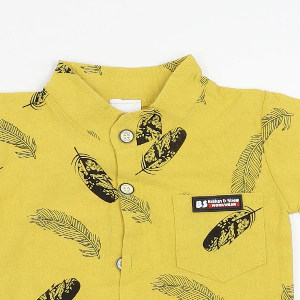 Bekken & Strom Boys Yellow Floral  Basic Button-Up Size 3-6 Months