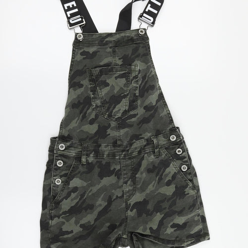 Tiffy & Staff Womens Green Camouflage  Dungarees Trousers Size XS