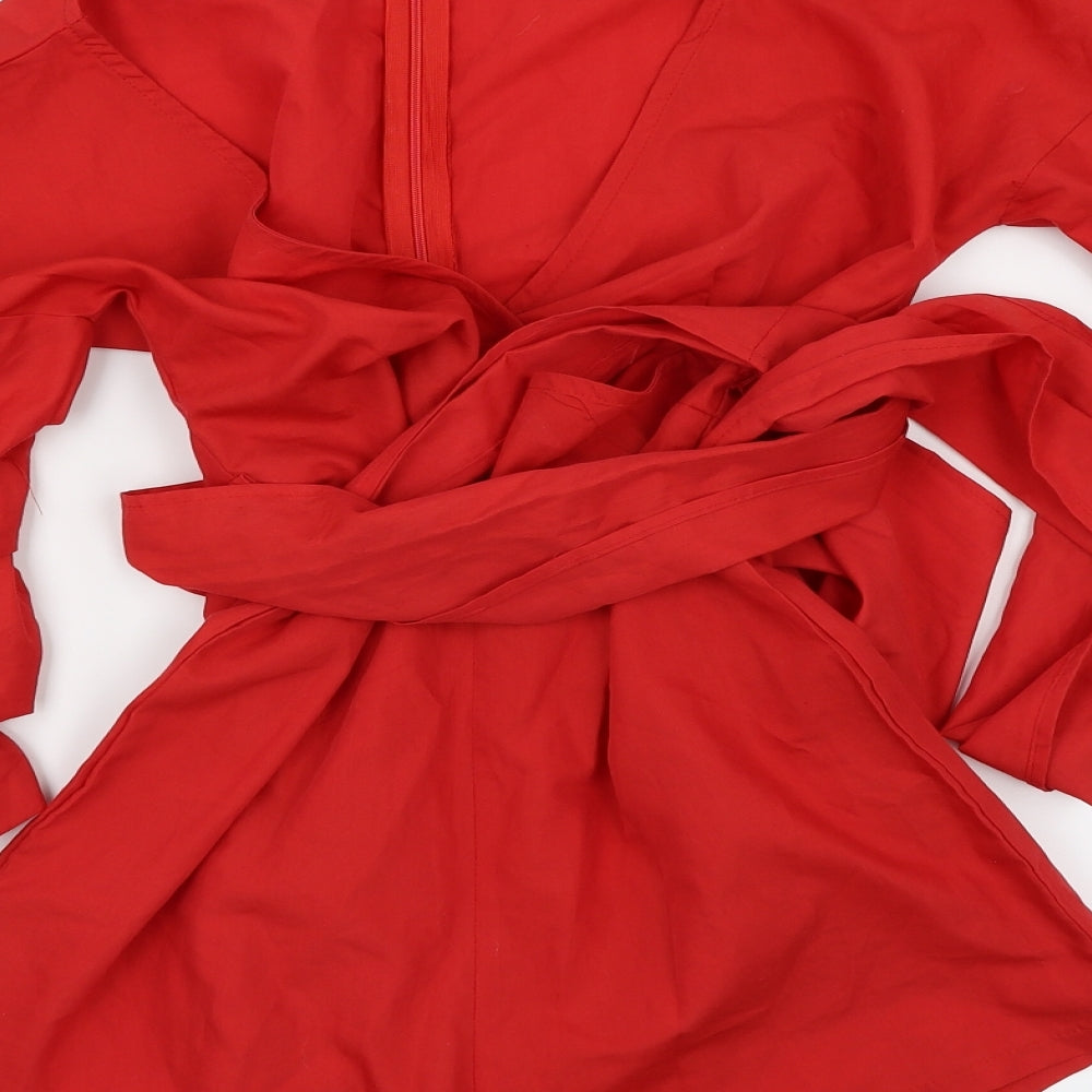 PRETTYLITTLETHING Womens Red   Wrap Blouse Size 6