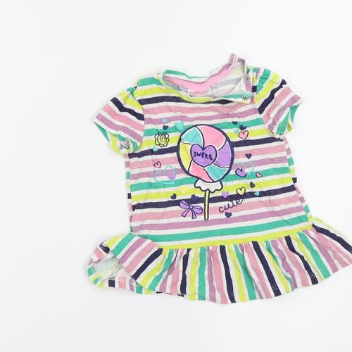 So Cute Girls Multicoloured Striped  Basic Dress Shirt Size 9-12 Months