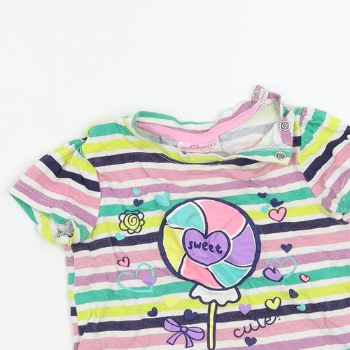 So Cute Girls Multicoloured Striped  Basic Dress Shirt Size 9-12 Months