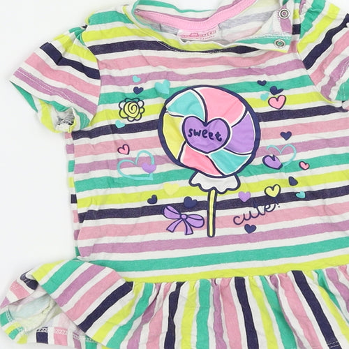 So Cute Girls Multicoloured Striped  Basic Dress Shirt Size 9-12 Months