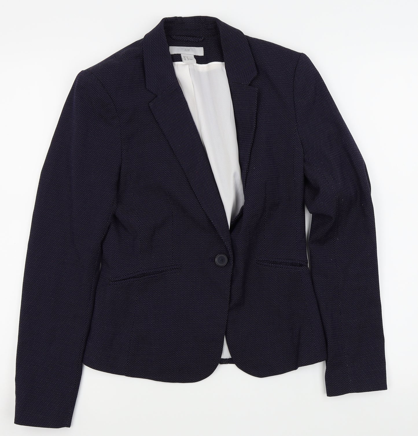 H&M Womens Black Polka Dot  Jacket Blazer Size 6