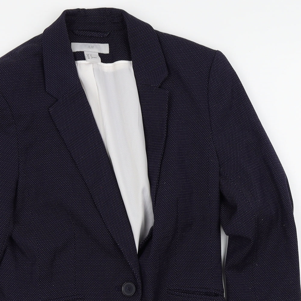 H&M Womens Black Polka Dot  Jacket Blazer Size 6