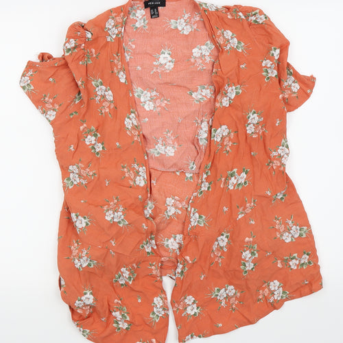 Newlook Womens Orange Floral  Basic T-Shirt Size 14  - komono