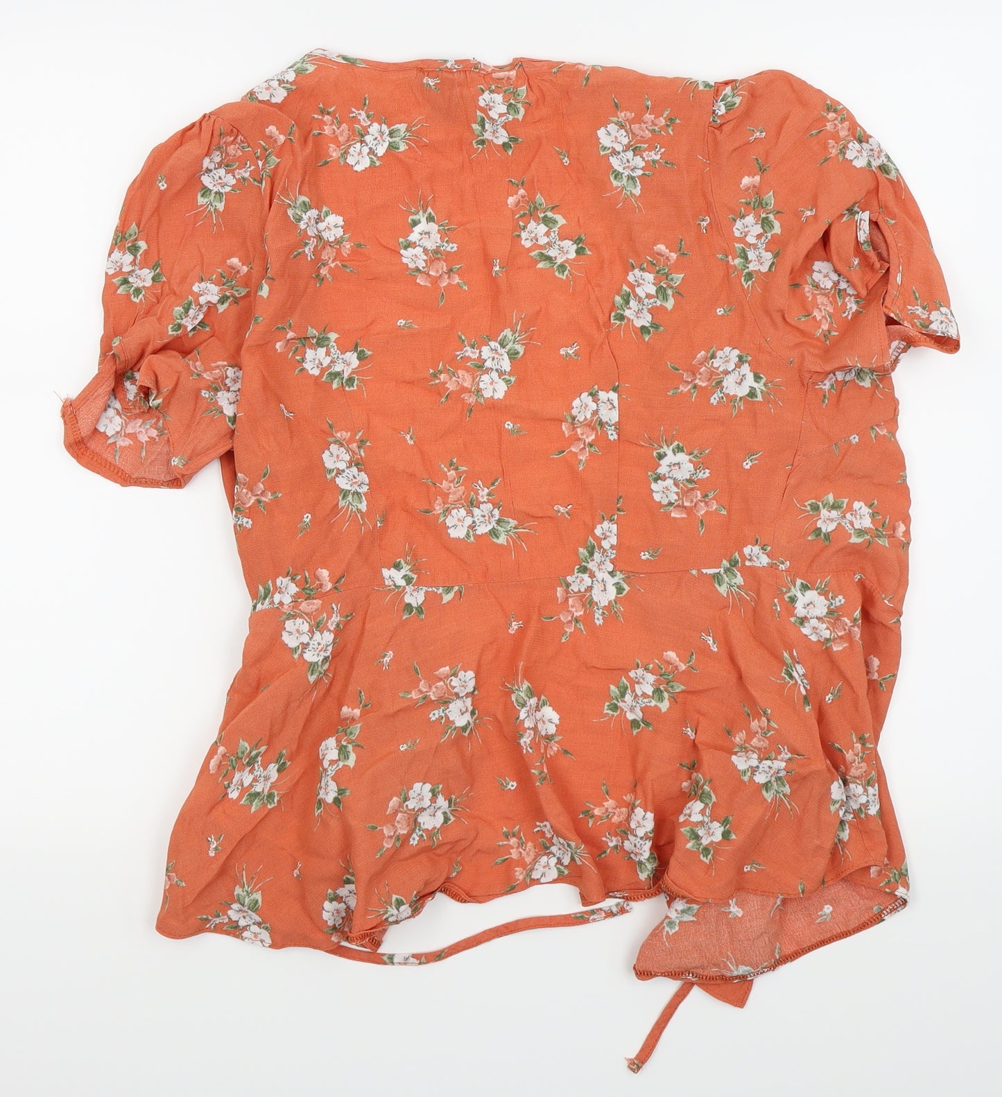 Newlook Womens Orange Floral  Basic T-Shirt Size 14  - komono