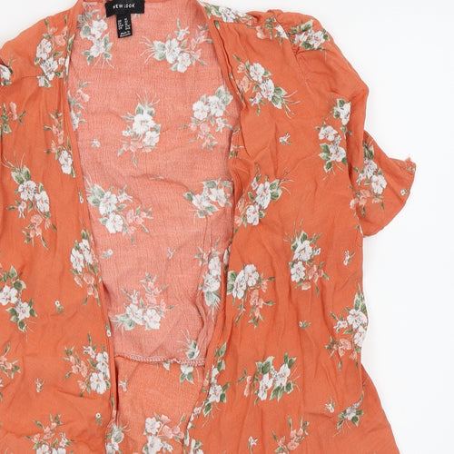 Newlook Womens Orange Floral  Basic T-Shirt Size 14  - komono