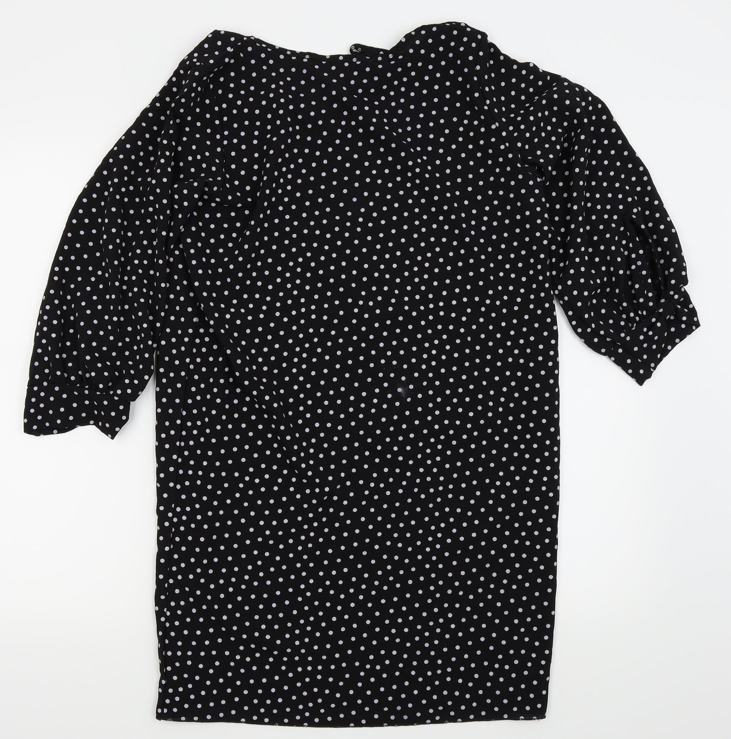 Boohoo Womens Black Polka Dot  Fit & Flare  Size 8