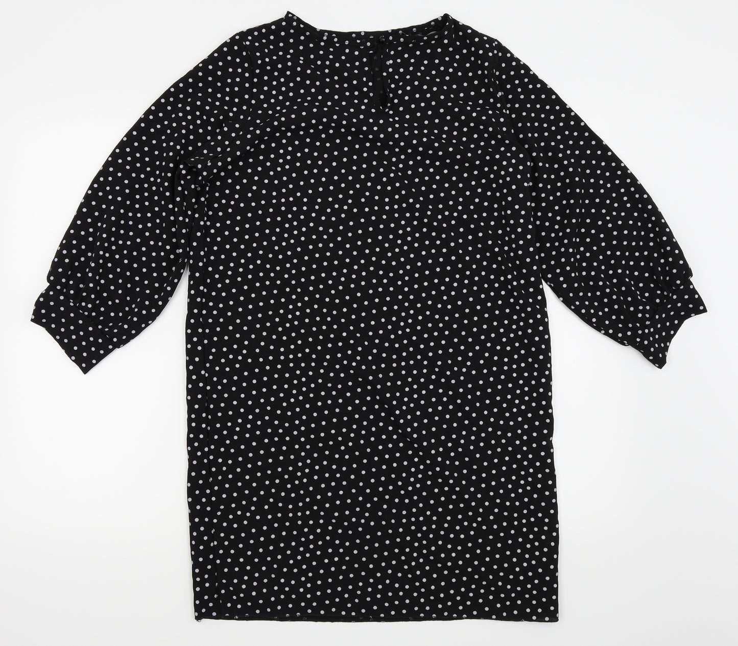 Boohoo Womens Black Polka Dot  Fit & Flare  Size 8