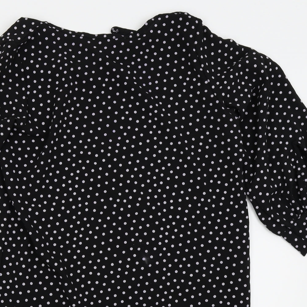 Boohoo Womens Black Polka Dot  Fit & Flare  Size 8