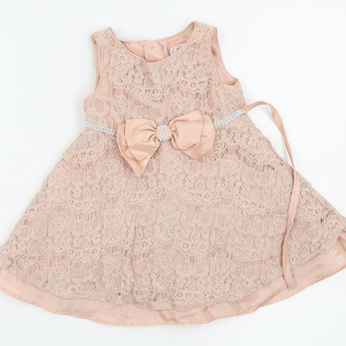 Bloome Girls Pink Floral  Fit & Flare  Size 24 Months
