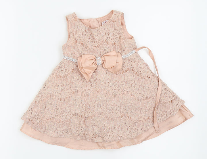 Bloome Girls Pink Floral Fit & Flare Size 24 Months
