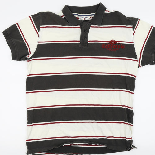 jack jones Mens Brown Striped   Polo Size XL