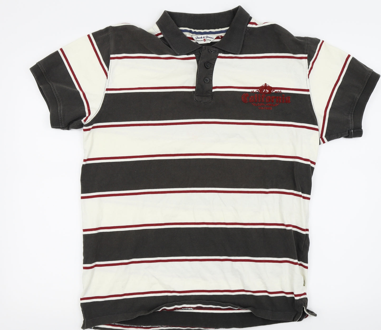 jack jones Mens Brown Striped   Polo Size XL