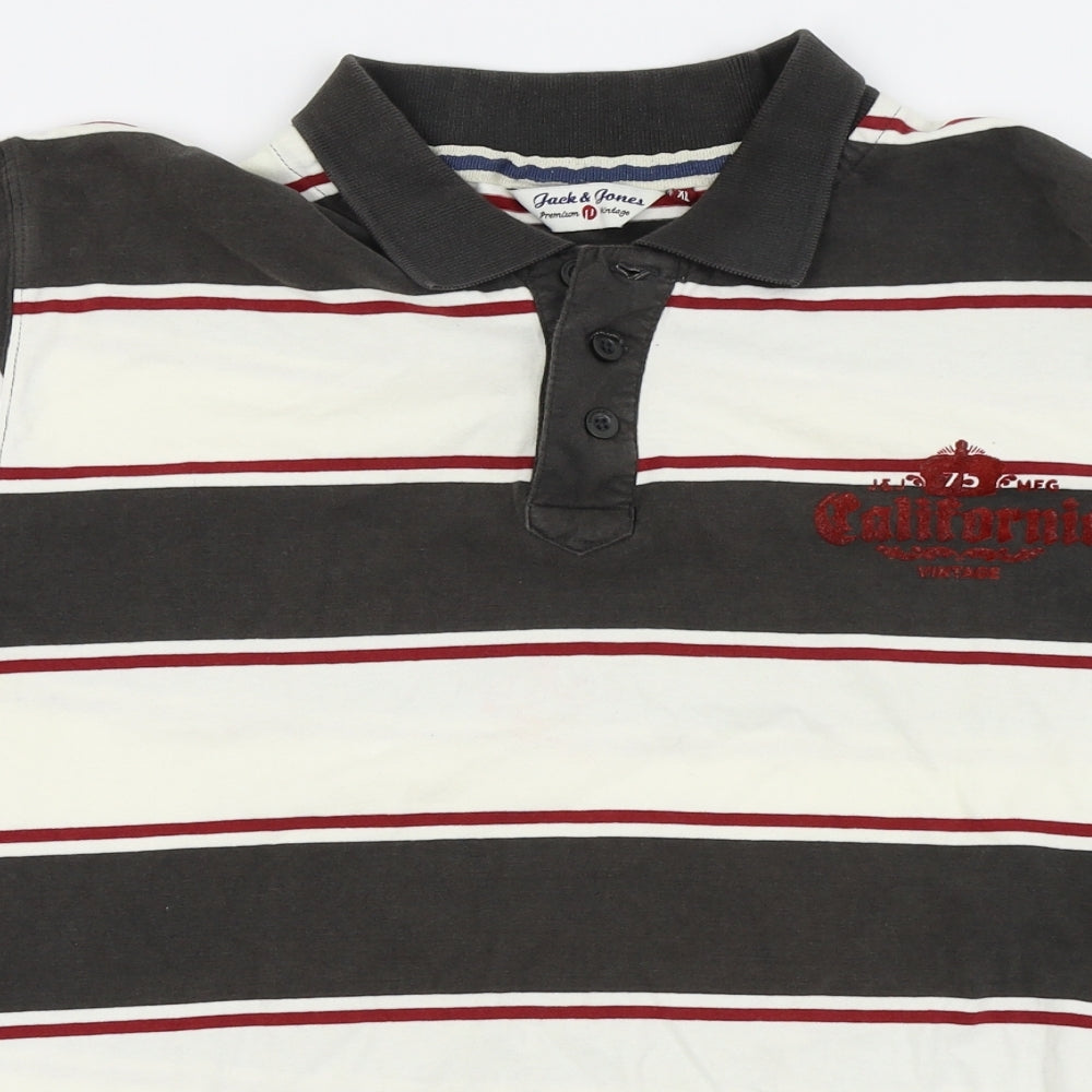 jack jones Mens Brown Striped   Polo Size XL