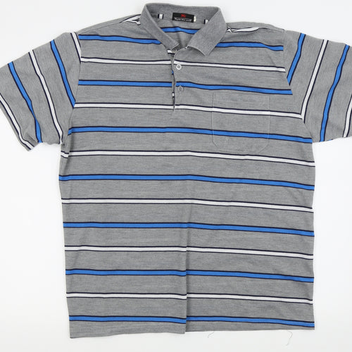 fight the wolf Mens Grey Striped   Polo Size XL
