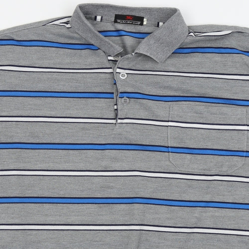 fight the wolf Mens Grey Striped   Polo Size XL