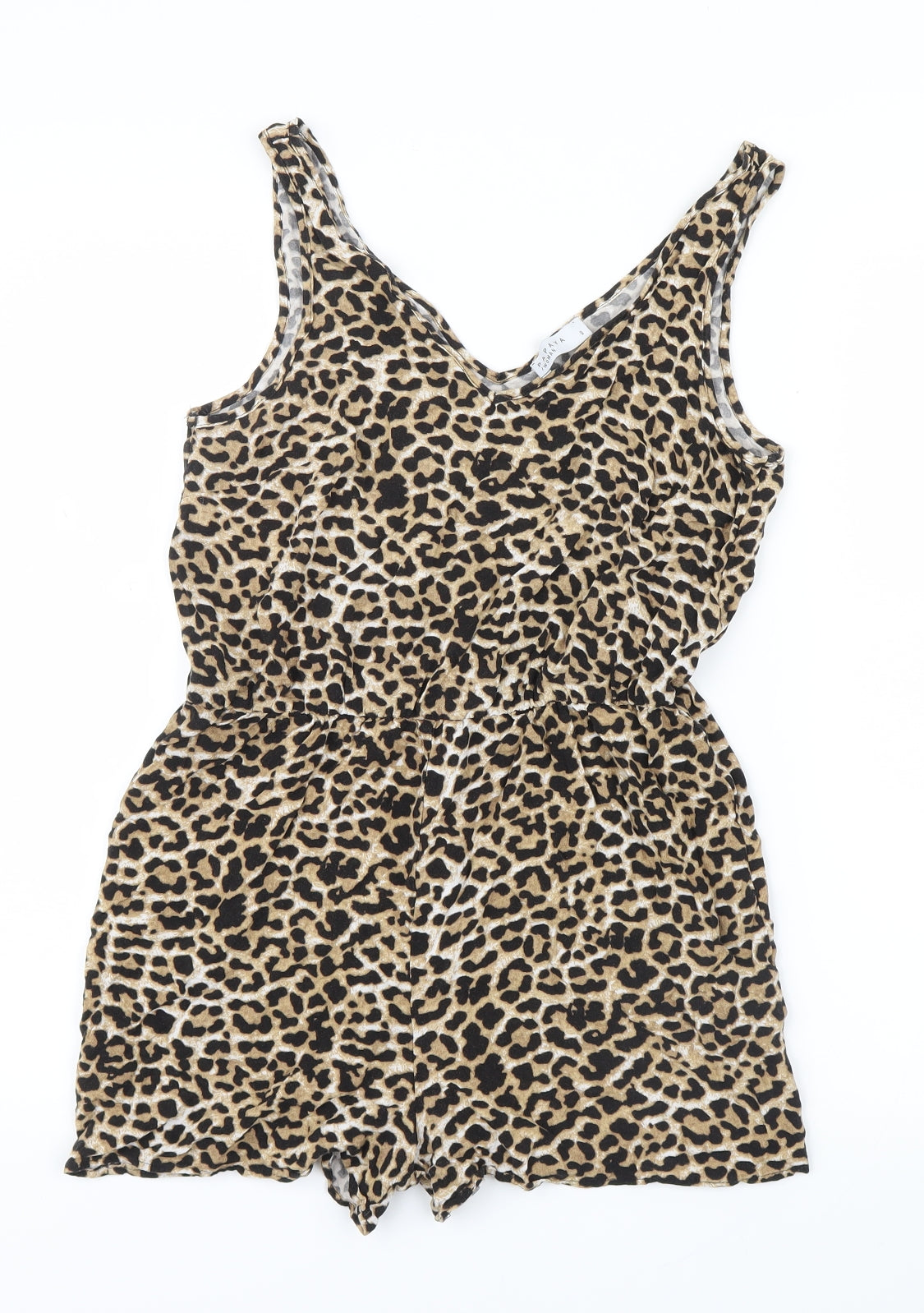 Papaya Womens Brown Animal Print  Playsuit One-Piece Size 8