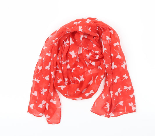 Front view of Preworn women’s red geometric scarf