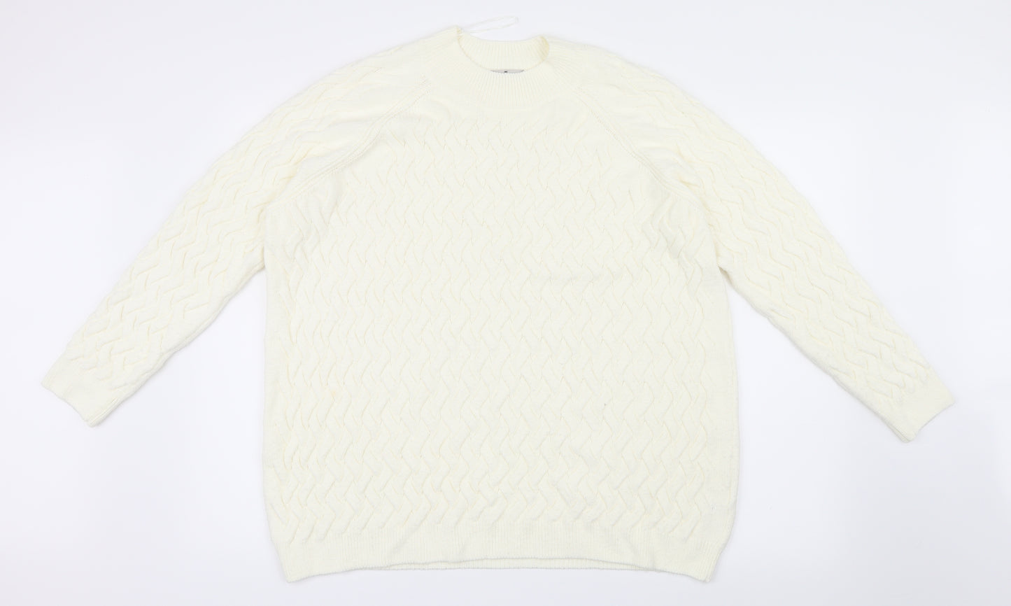Tu  Womens White  Knit Pullover Jumper Size 22