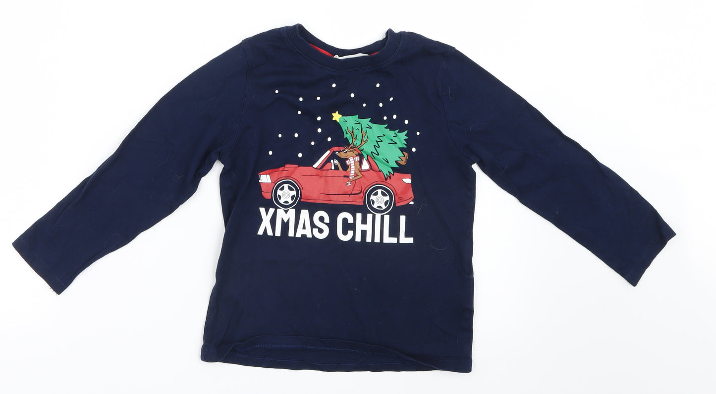 H&M Boys Blue   Basic T-Shirt Size 5-6 Years  - Christmas