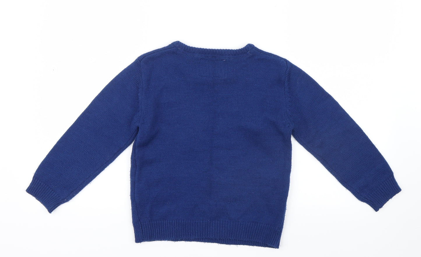 Primark Boys Blue  Knit Pullover Jumper Size 6-7 Years  - Christmas