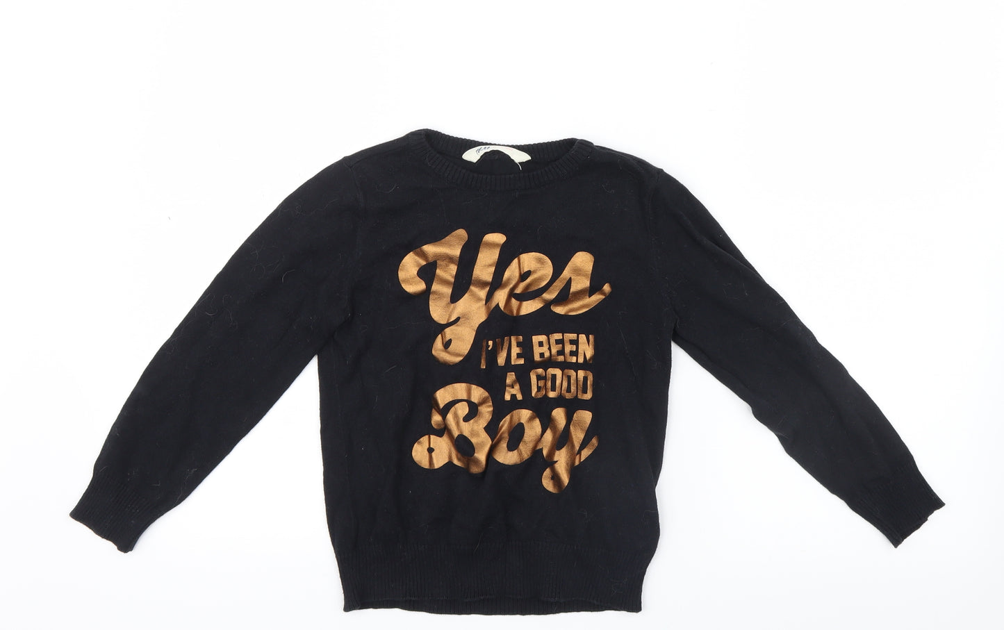 H&M Boys Black  Knit Pullover Jumper Size 5-6 Years
