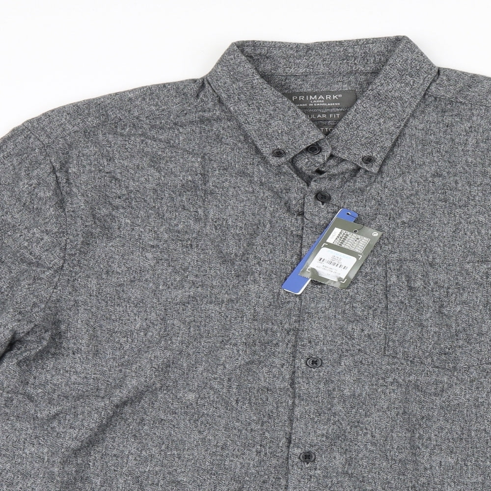 Primark Mens Grey    Button-Up Size L