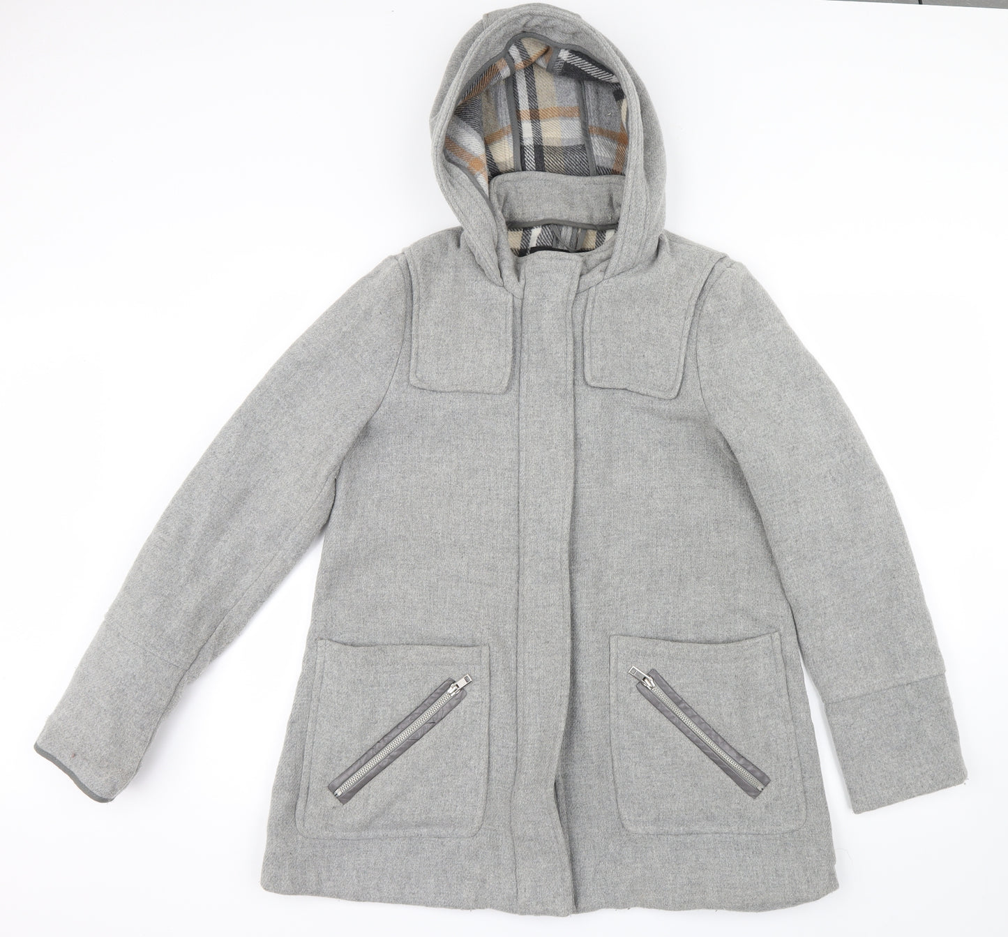 Warehouse Womens Grey   Pea Coat Coat Size 12