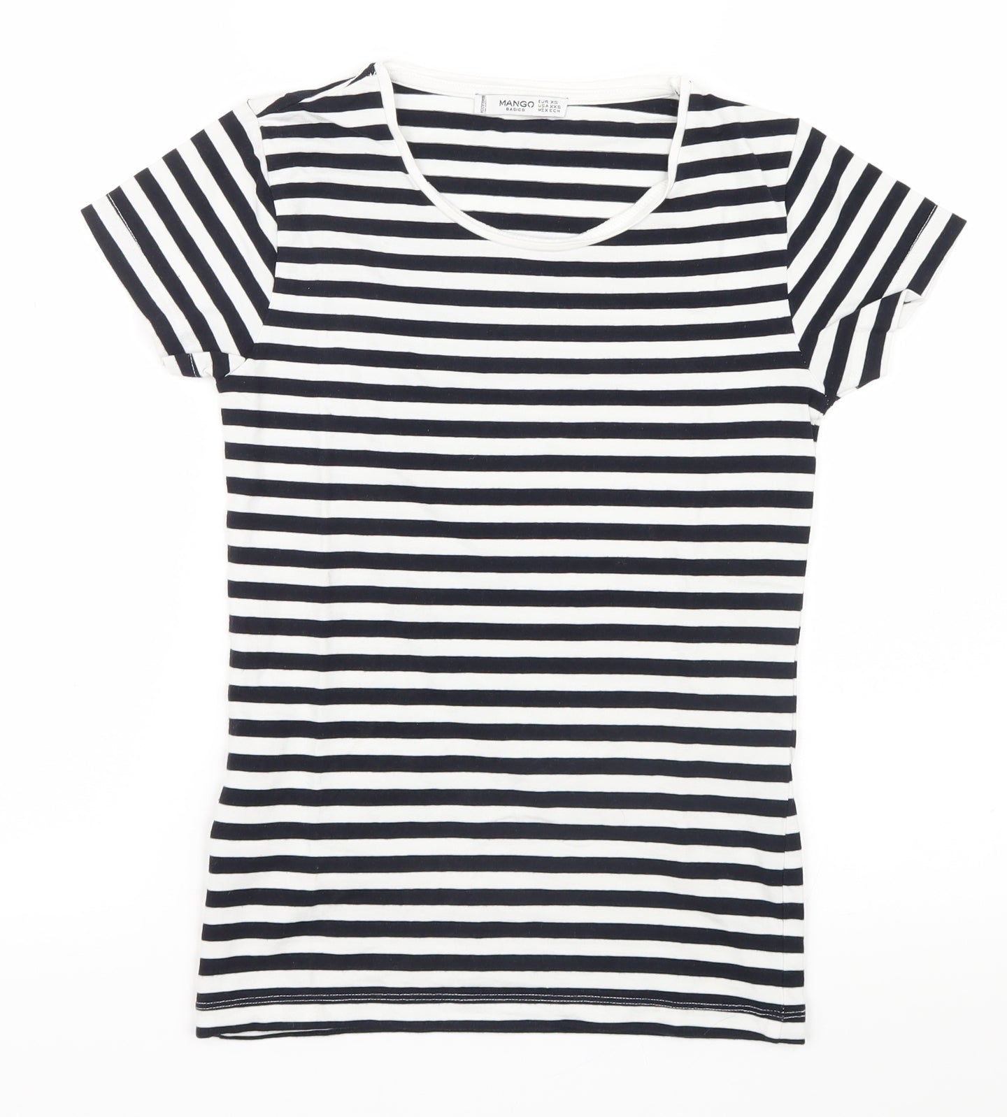 Mango Womens Black Striped  Basic T-Shirt Size 4