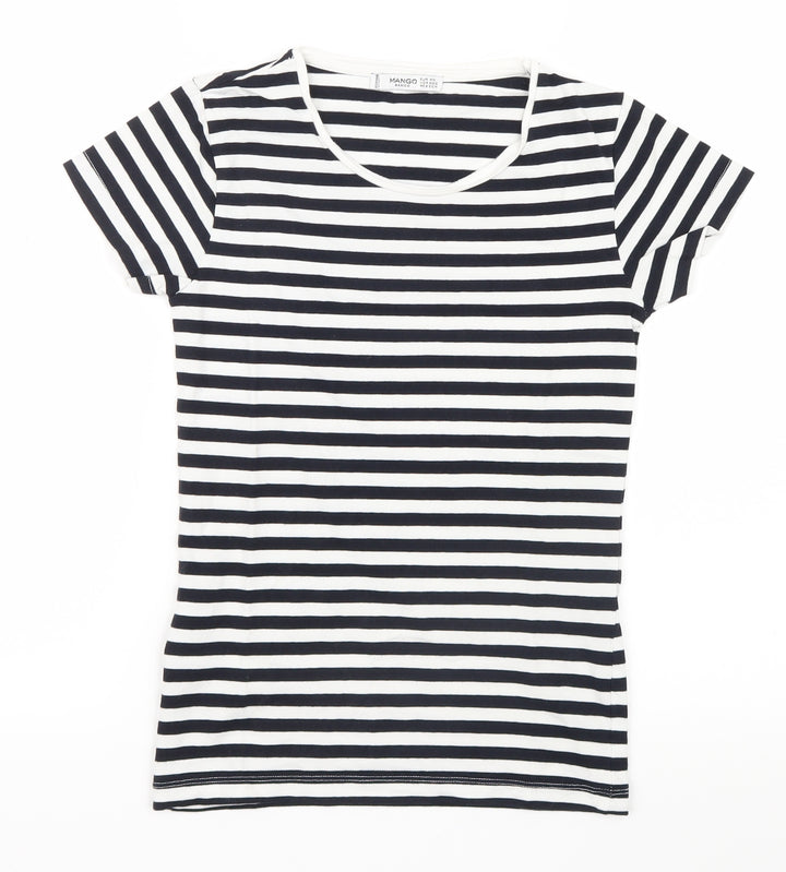 Mango Womens Black Striped  Basic T-Shirt Size 4