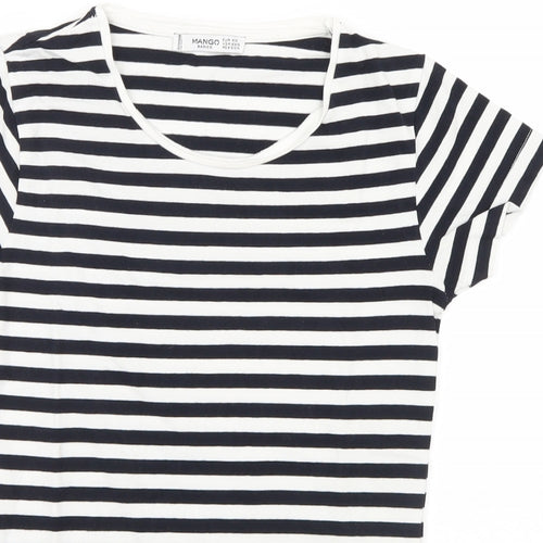 Mango Womens Black Striped  Basic T-Shirt Size 4