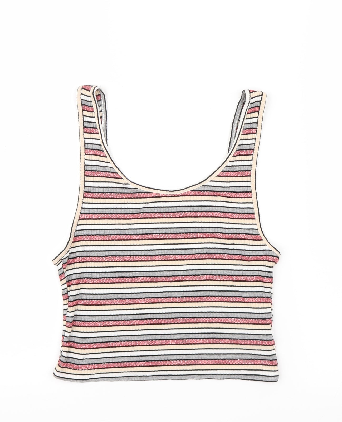 Topshop Womens Pink Striped  Cropped T-Shirt Size 12